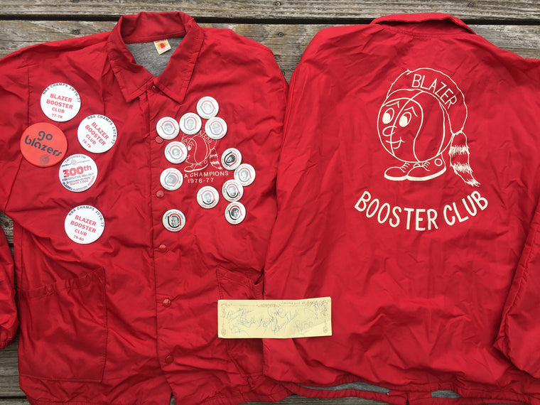 Portland Trailblazers jackets, buttons, signatures