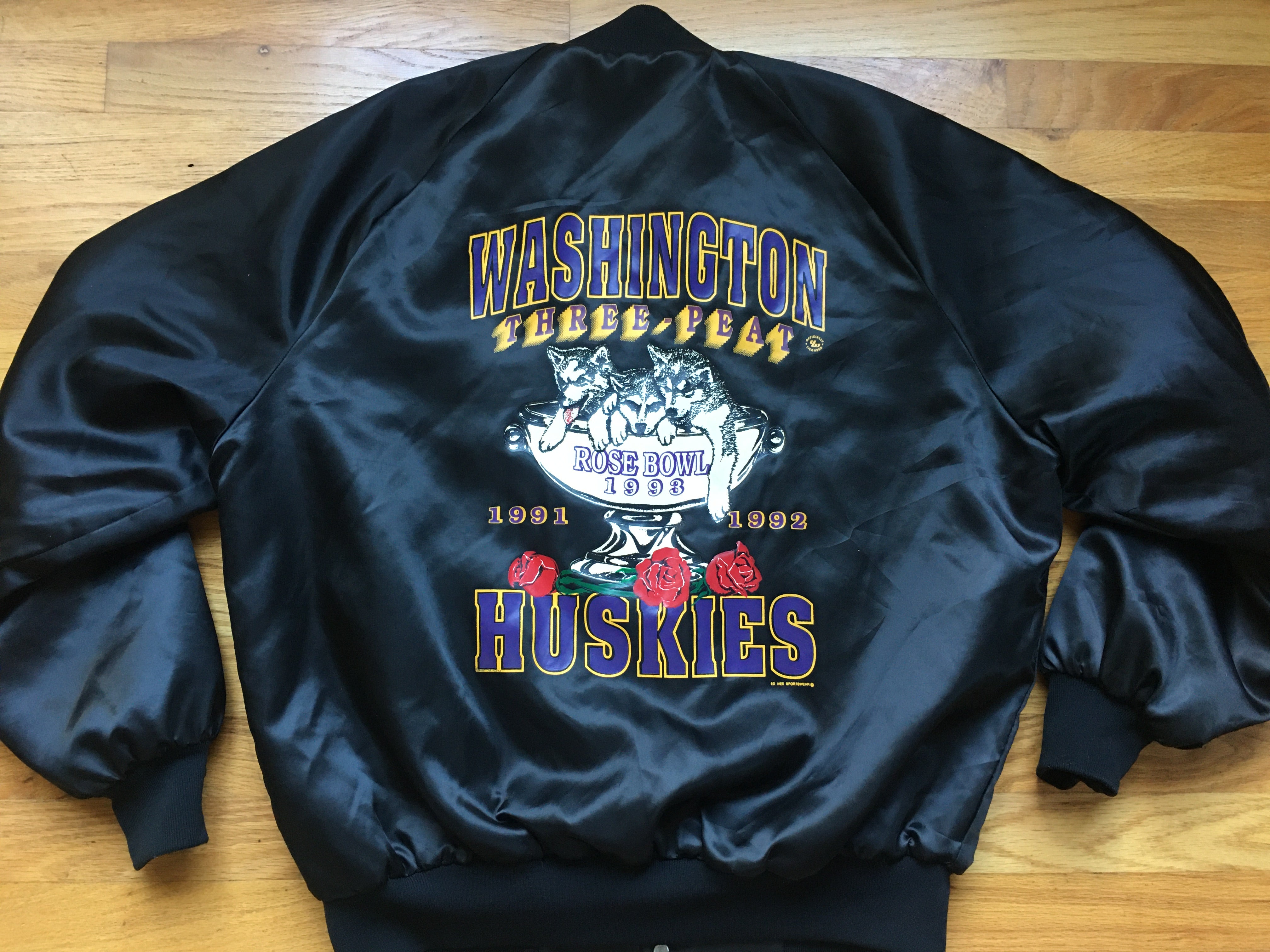 Washington Huskies ROSE BOWL satin jacket L VintageSportsGear