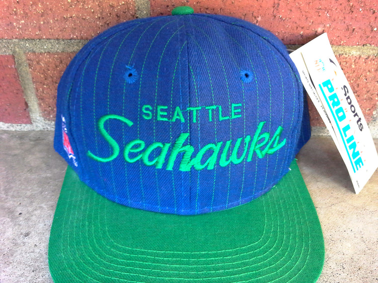 Vintage RARE NWT Seattle Seahawks pinstripe snapback hat by Sports Specialties