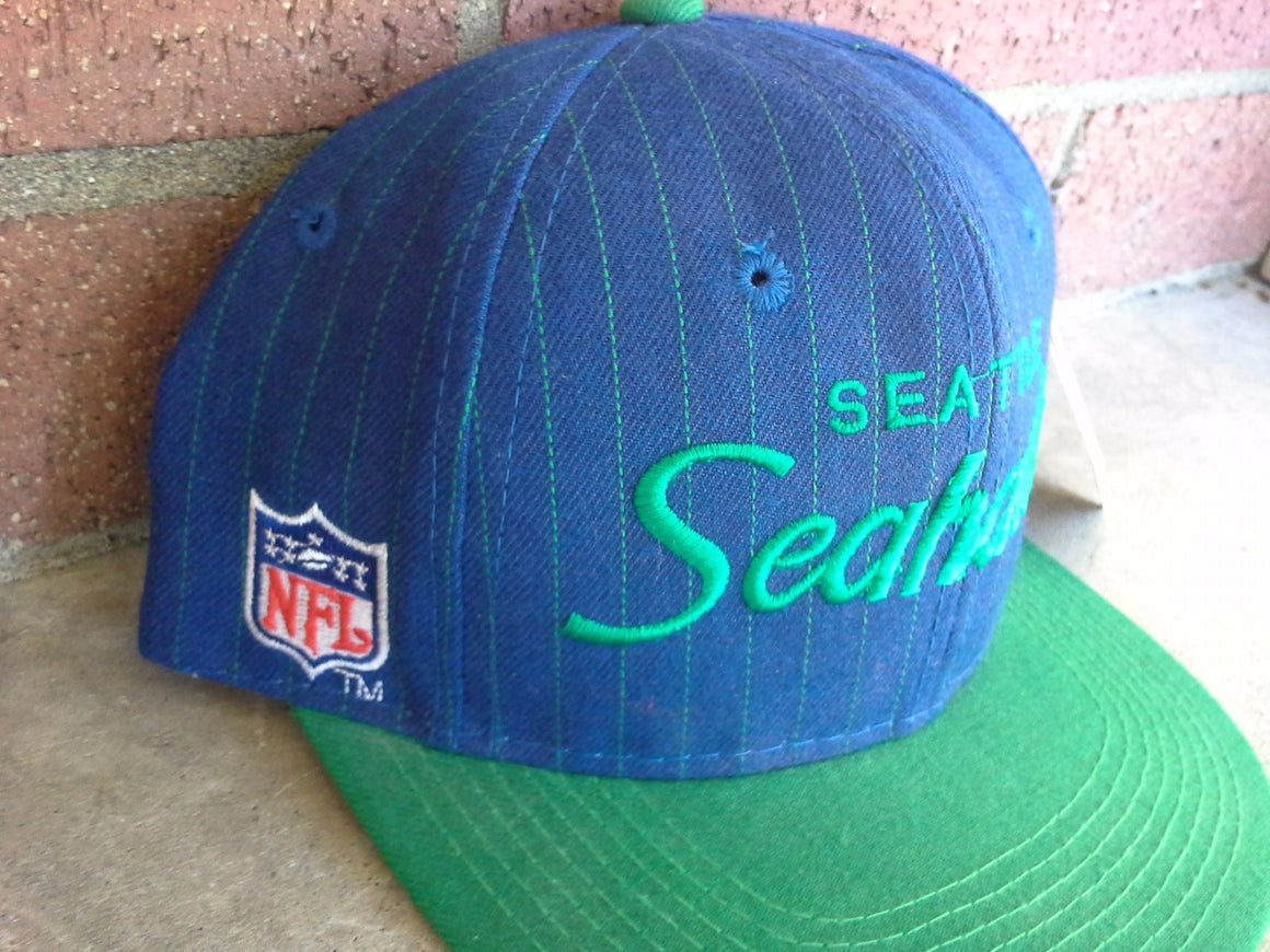 Vintage RARE NWT Seattle Seahawks pinstripe snapback hat by Sports Specialties
