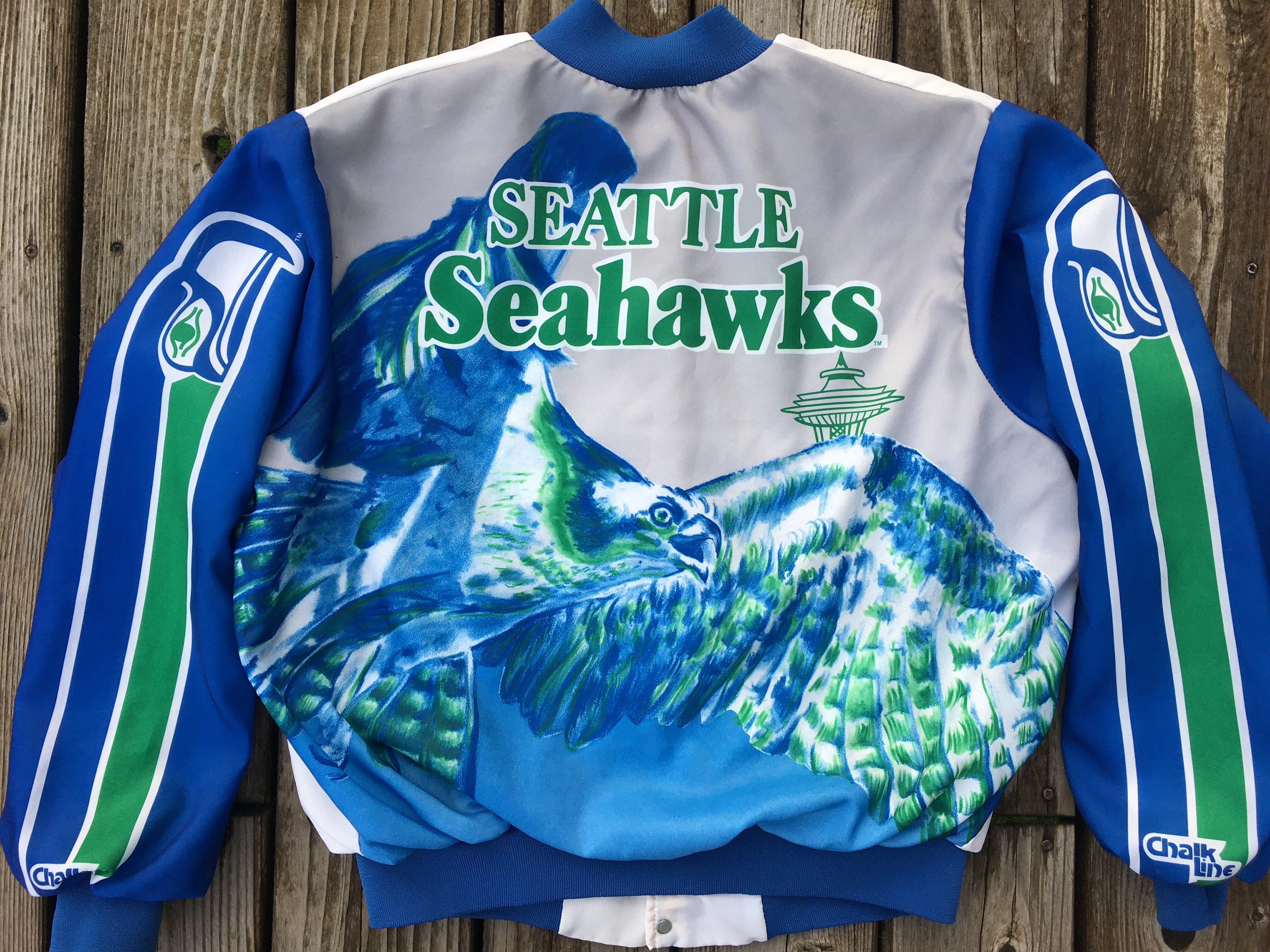 Starter Satin Green and Blue Seattle Seahawks Jacket - Jackets Masters